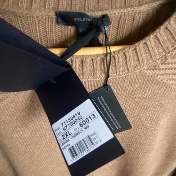 NWT size 2XL Belstaff XXL mens Lanson crewneck sepia sweater NWT virgin wool/cas - Picture 6 of 11
